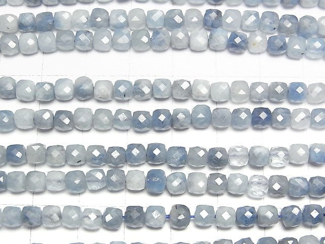 [Video] High Quality! Deep Blue Aquamarine AA++ Cube Shape 4x4x4mm 1strand beads (aprx.15inch / 36cm)