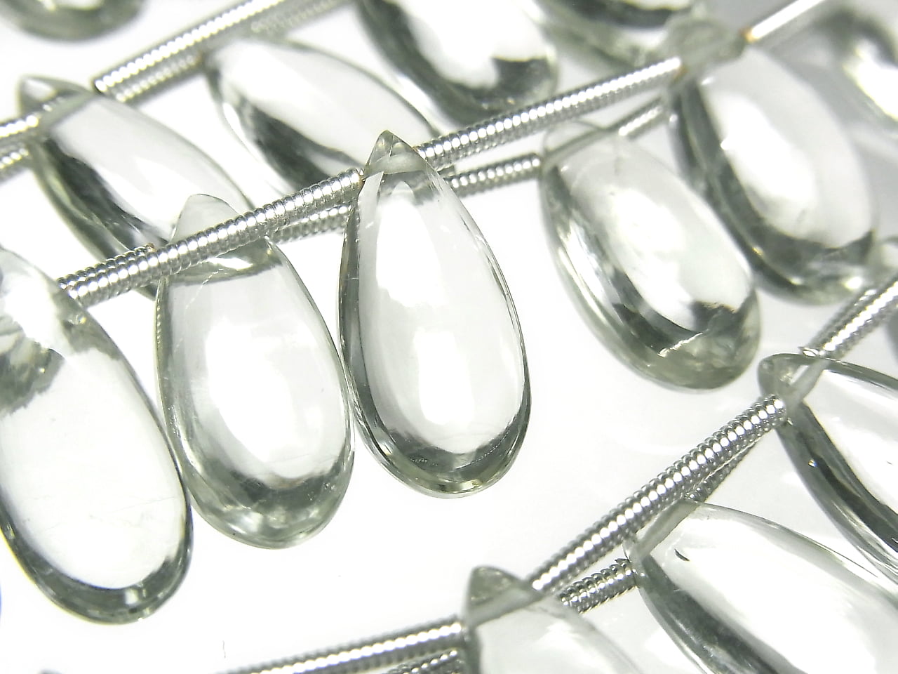 [Video]High Quality Green Amethyst AAA Pear shape (Smooth) 15x7mm 1strand (9pcs )