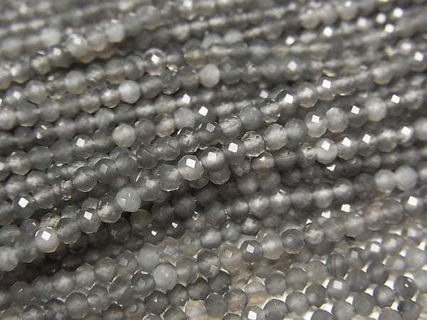 [Video]High Quality! Silver Obsidian Faceted Round 2mm 1strand beads (aprx.12inch/30cm)