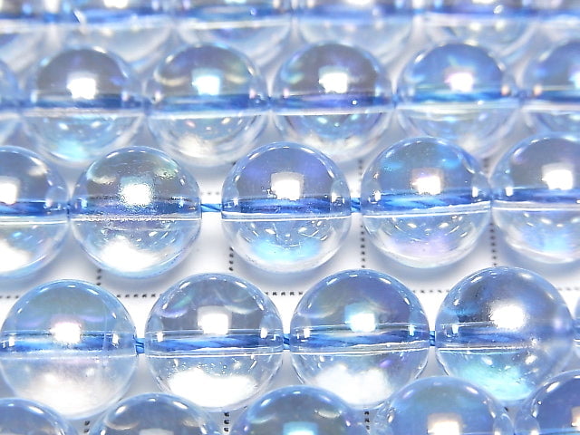 [Video] Aqua Aura Crystal Quartz Round 10mm half or 1strand beads (aprx.15inch/36cm)