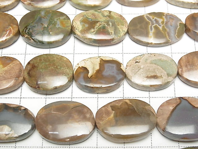 [Video] Thunder Egg Flat Oval 1strand beads (aprx.15inch/36cm)