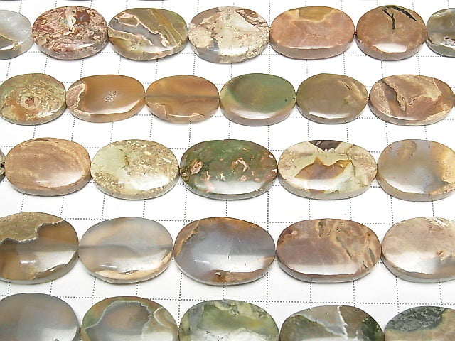 [Video] Thunder Egg Flat Oval 1strand beads (aprx.15inch/36cm)