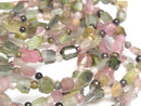 [Video] Multicolor Tourmaline AA Faceted Nugget & Round 3mm Bracelet
