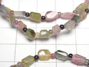 [Video] Multicolor Tourmaline AA Faceted Nugget & Round 3mm Bracelet