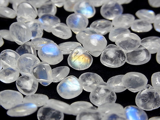[Video] High Quality Rainbow Moonstone AA++ Chestnut (Smooth) Half or 1 Strand Bead (approx. 6 inches/15 cm)