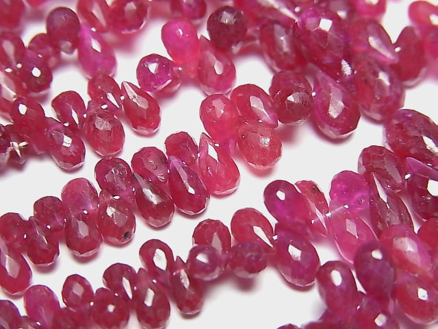 [Video] Longido(Tanzania)High Quality Ruby AAA- Drop Faceted Briolette half or 1strand beads (aprx.7inch/18cm)