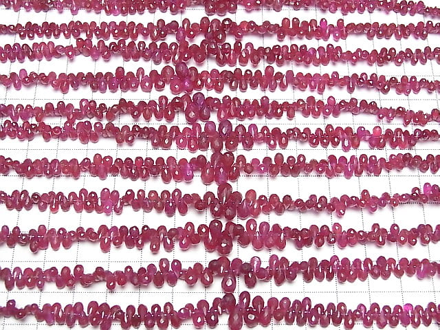 [Video] Longido(Tanzania)High Quality Ruby AAA- Drop Faceted Briolette half or 1strand beads (aprx.7inch/18cm)