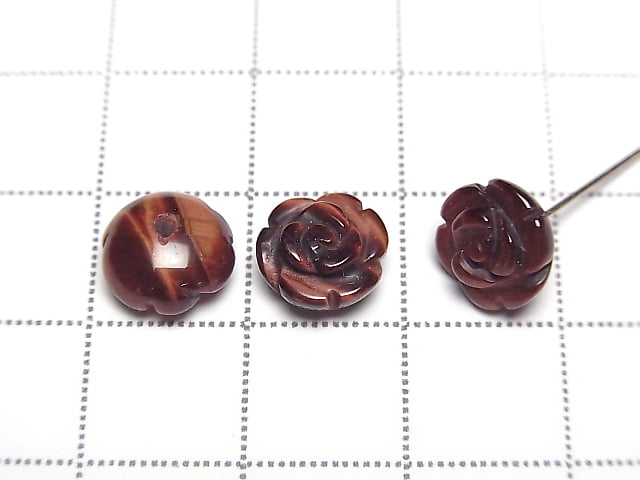 [Video] Red Tiger's Eye AA++ Rose 8mm [Half Drilled Hole ] 4pcs