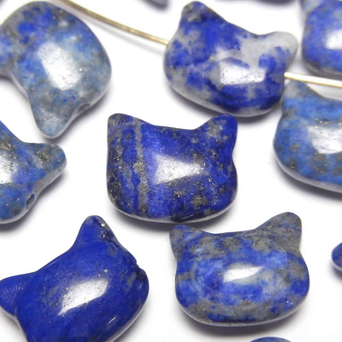 Lapislazuli AA Motif Chat 10x13mm [Trou horizontal] 3pcs