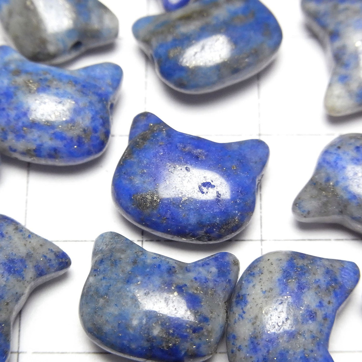 Lapislazuli AA Motif Chat 10x13mm [Trou horizontal] 3pcs
