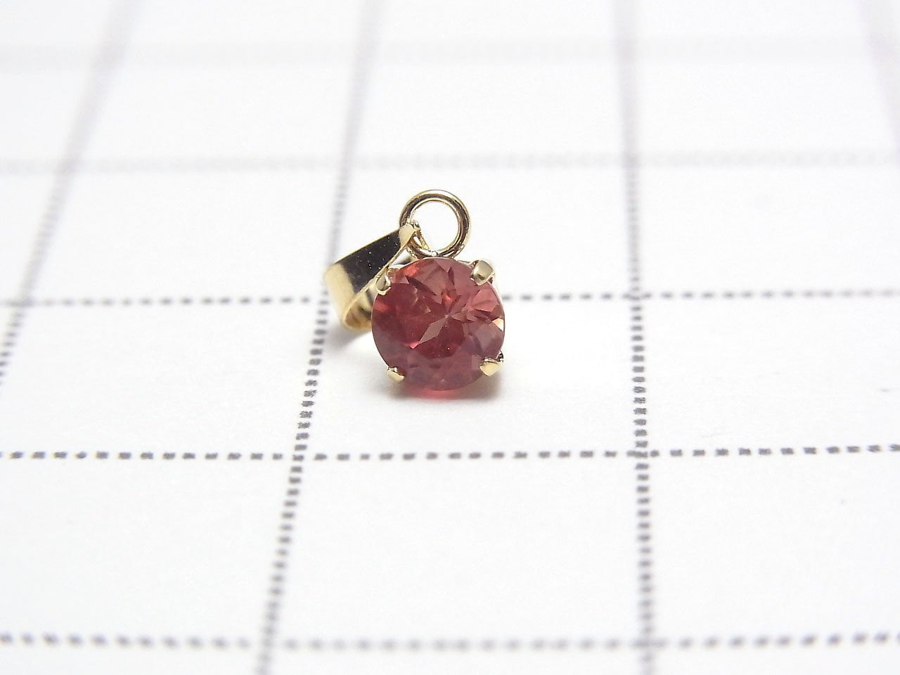 [Japon] Pendentif Andésine AAA facettée ronde de haute qualité 4x4mm [Or jaune 18 carats] 1 pièce