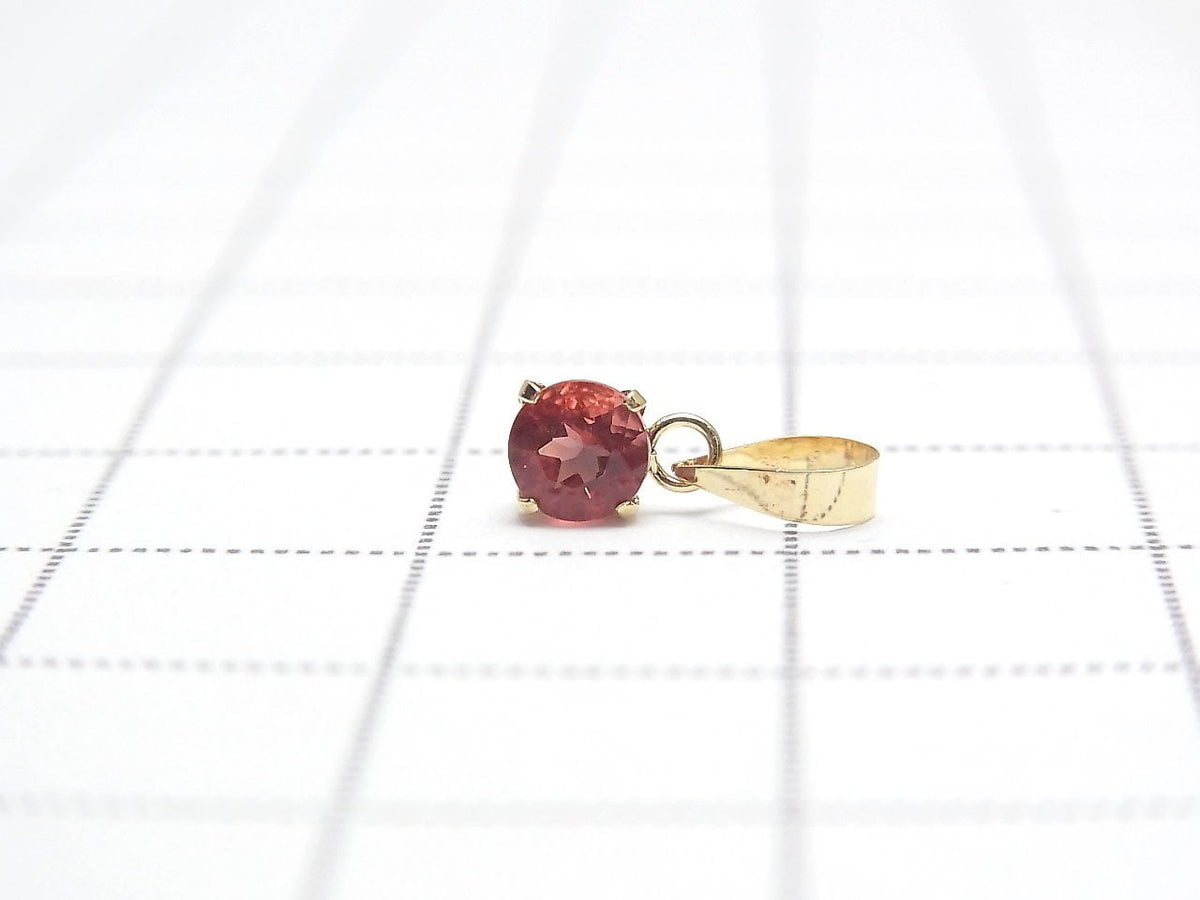 [Japon] Pendentif Andésine AAA facettée ronde de haute qualité 4x4mm [Or jaune 18 carats] 1 pièce
