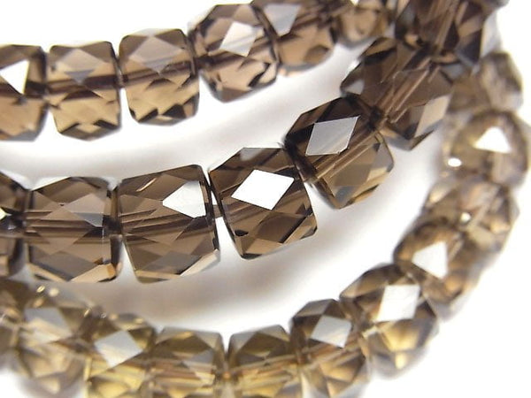 [Video]High Quality! Smoky Quartz AAA Faceted Button Roundel 8x8x5mm Bracelet
