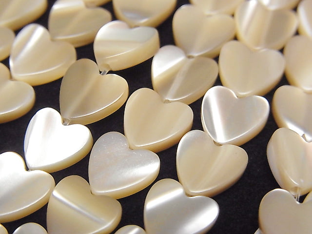[Video]Mother of Pearl MOP Beige Vertical Hole Heart Shape 8x8mm 1strand beads (aprx.15inch/38cm)