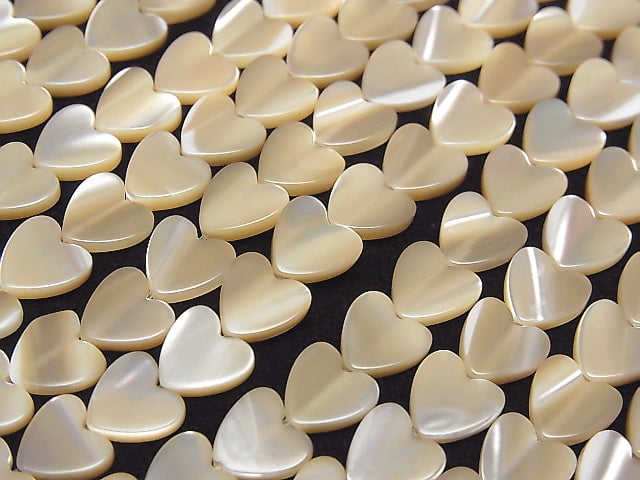[Video]Mother of Pearl MOP Beige Vertical Hole Heart Shape 8x8mm 1strand beads (aprx.15inch/38cm)