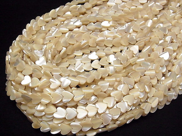 [Video]Mother of Pearl MOP Beige Vertical Hole Heart Shape 8x8mm 1strand beads (aprx.15inch/38cm)