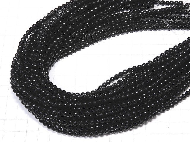 [Video]Sale! Onyx Round 4mm 1strand beads (aprx.15inch/36cm)