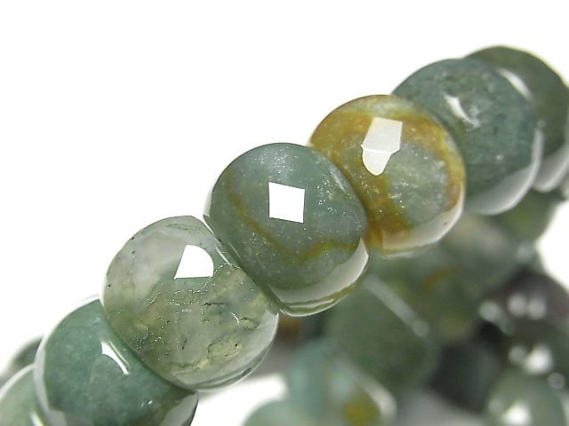 [Video] Moss Agate 2 Hole Faceted Oval 14x9x8mm 1strand (Bracelet)