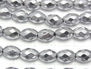 [Video] Hematite Faceted Rice 9x6x6mm Silver coating 1strand beads (aprx.15inch / 38cm)