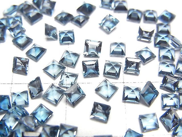 [Video] High Quality London Blue Topaz AAA Undrilled Square Faceted 3x3mm 5pcs