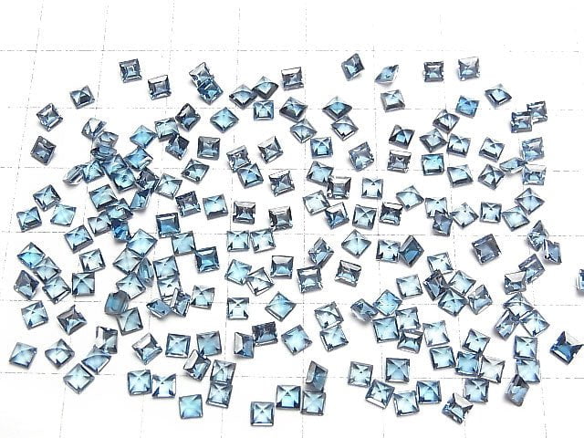 [Video] High Quality London Blue Topaz AAA Undrilled Square Faceted 3x3mm 5pcs
