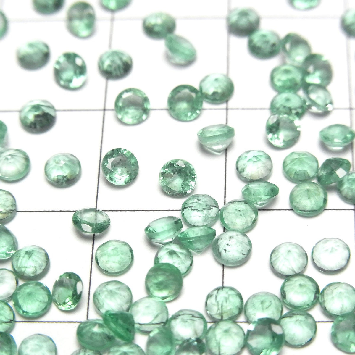 高品質祖母綠 AAA - 裸石 圓形刻面 3x3mm 2顆