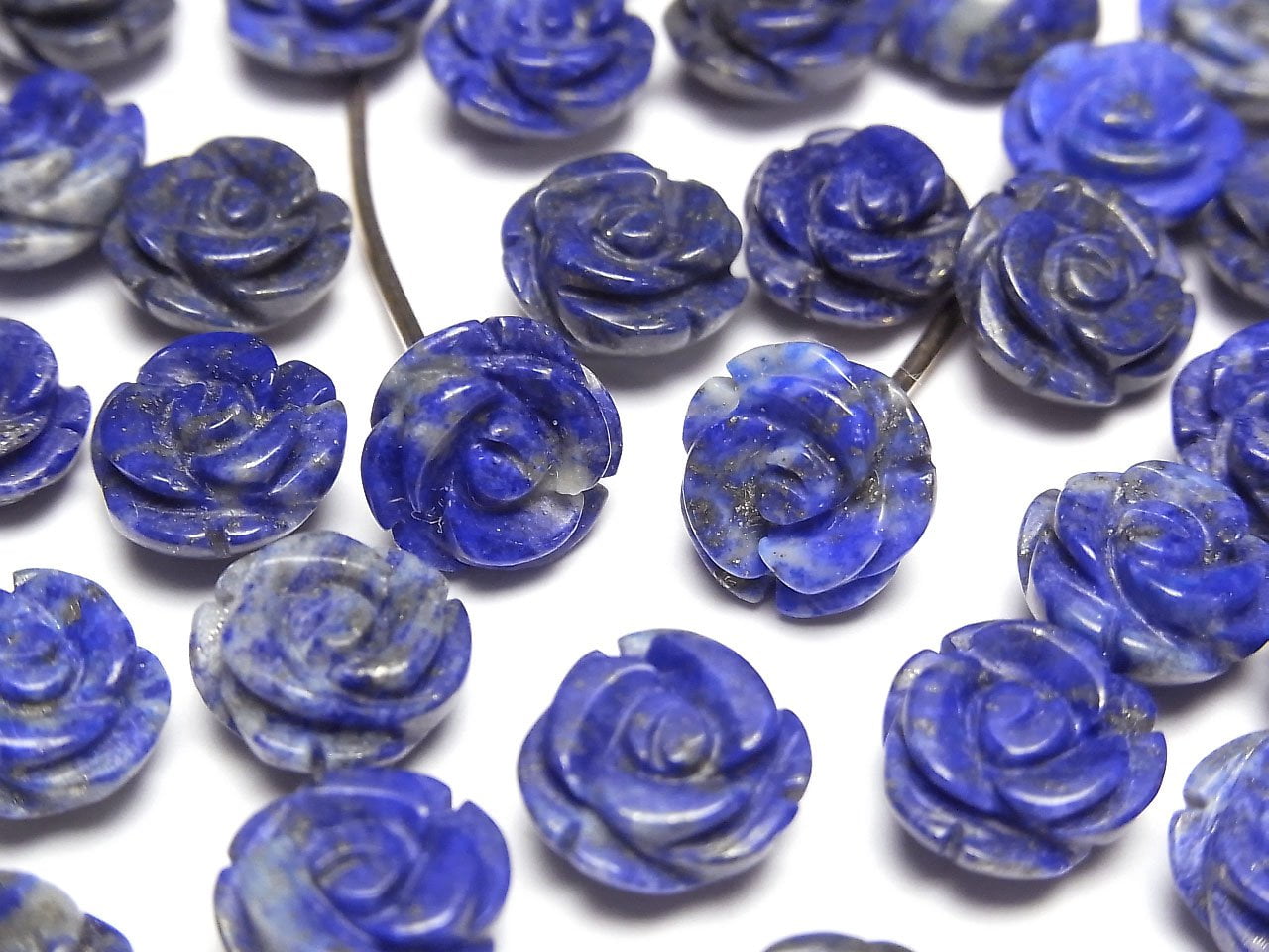 Lapis-lazuli AA Rose 10 mm [Trou semi-percé] 4 pcs