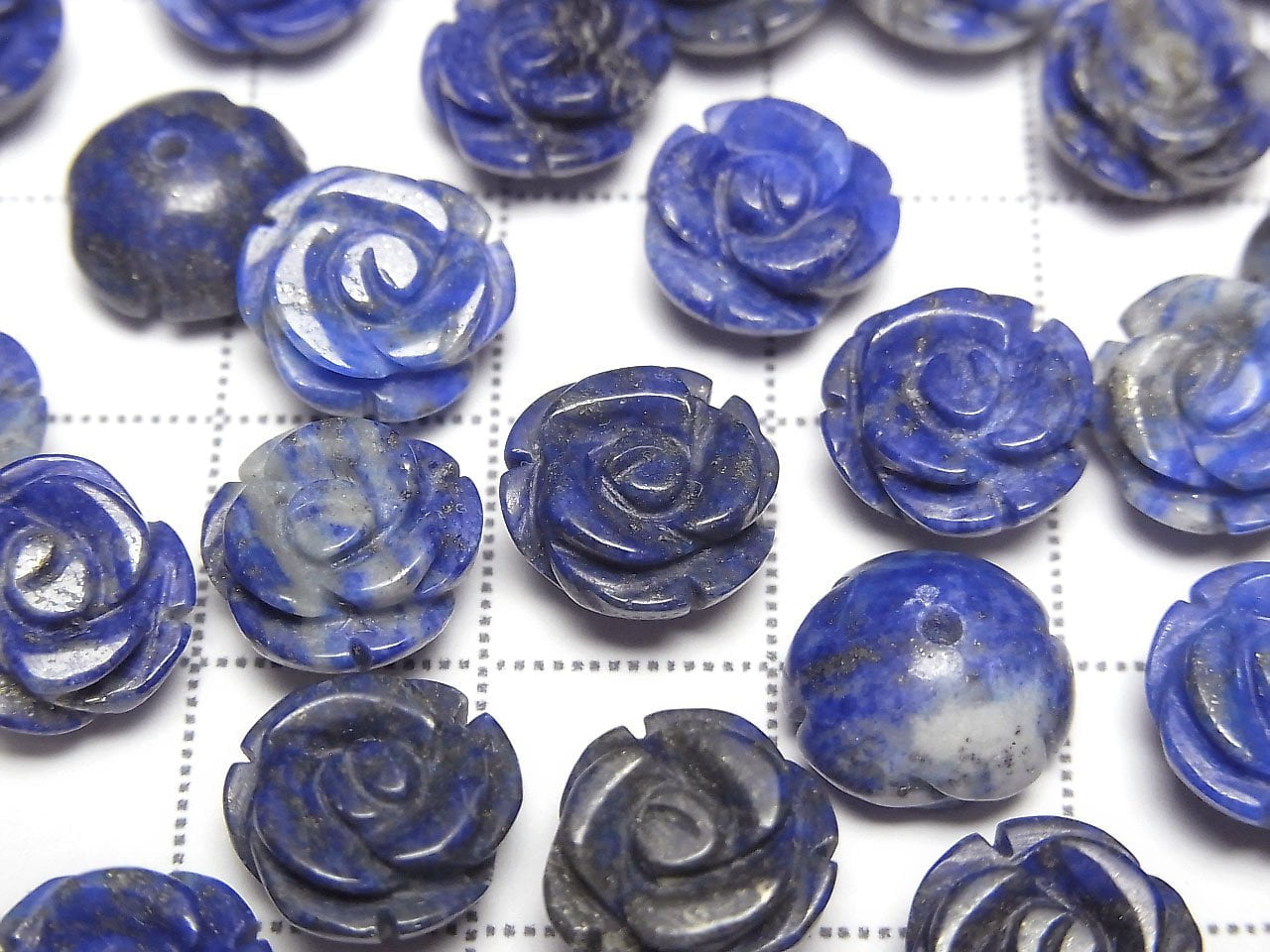 Lapis-lazuli AA Rose 10 mm [Trou semi-percé] 4 pcs