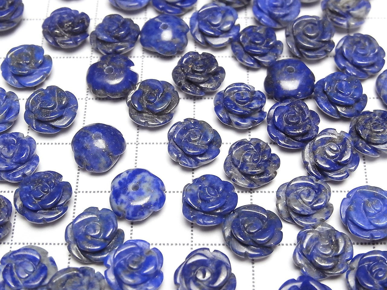 Lapis-lazuli AA Rose 10 mm [Trou semi-percé] 4 pcs