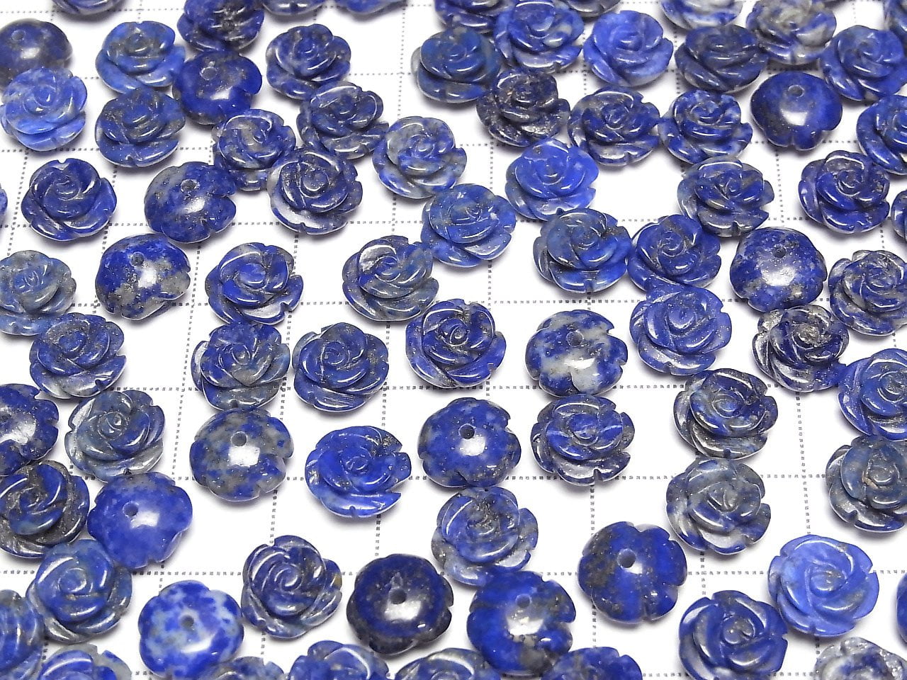 Lapis-lazuli AA Rose 10 mm [Trou semi-percé] 4 pcs