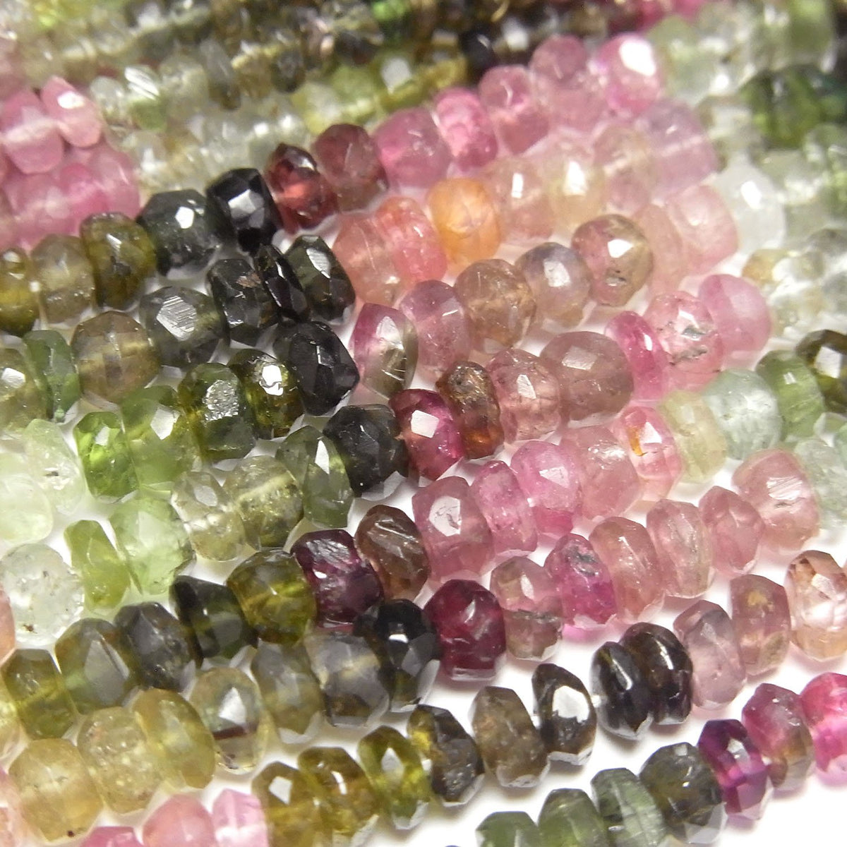 1strand $19.99 Multicolor Tourmaline AA++ Faceted Button Rondelle 1strand beads (aprx.13inch / 33cm)