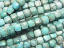 [Video]High Quality! Turquoise AA Cube Shape 4x4x4mm half or 1strand beads (aprx.15inch/37cm)