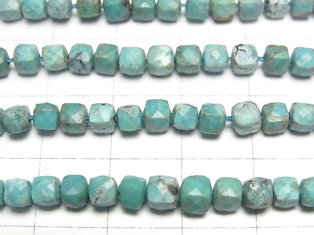 [Video]High Quality! Turquoise AA Cube Shape 4x4x4mm half or 1strand beads (aprx.15inch/37cm)