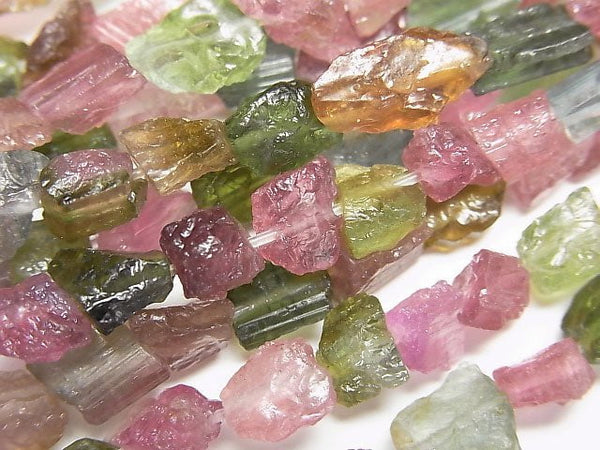 [Video]Multicolor Tourmaline AAA- Rough Rock Nugget 1strand beads (aprx.7inch/18cm)