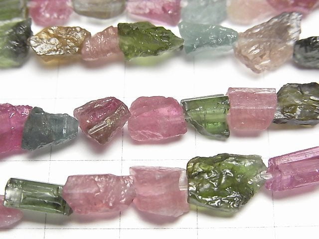 [Video]Multicolor Tourmaline AAA- Rough Rock Nugget 1strand beads (aprx.7inch/18cm)