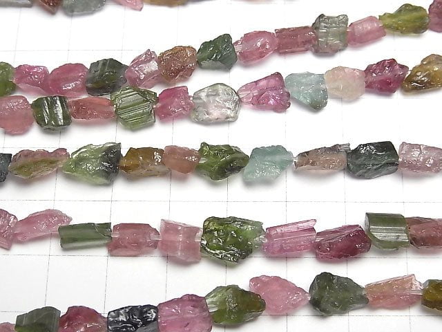 [Video]Multicolor Tourmaline AAA- Rough Rock Nugget 1strand beads (aprx.7inch/18cm)