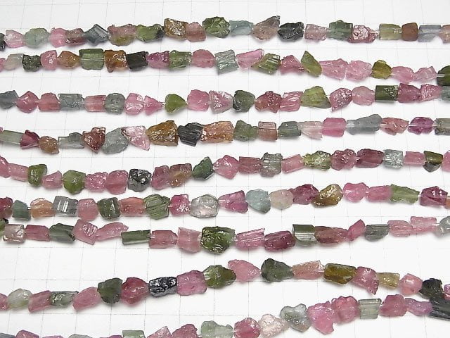 [Video]Multicolor Tourmaline AAA- Rough Rock Nugget 1strand beads (aprx.7inch/18cm)