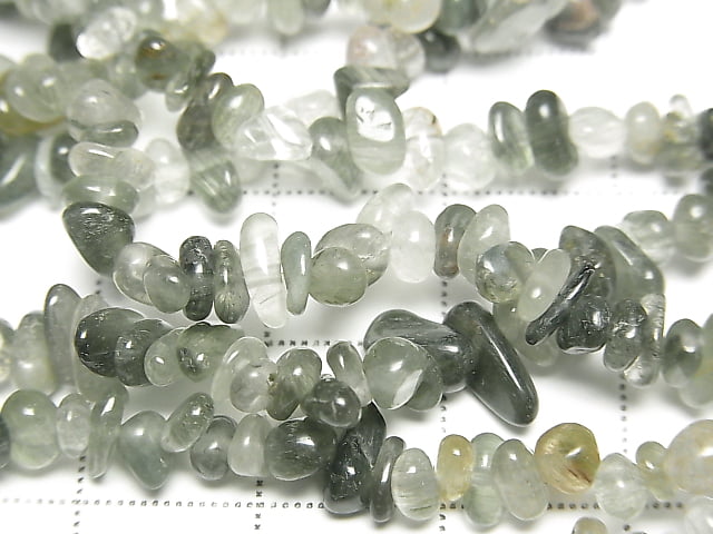 [Video] Actinolite in Quartz AA Chips (Small Nugget) 1strand beads (aprx.34inch / 86cm)