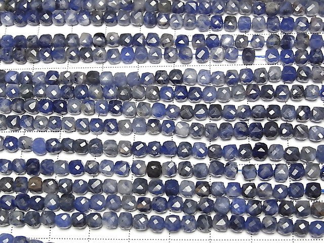 [Video] High Quality! Sodalite AA++ Cube Shape 4x4x4mm 1strand beads (aprx.15inch/37cm)
