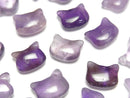 [Video]Amethyst Cat Motif 10x12mm [Half Drilled Hole (Back)] 2pcs