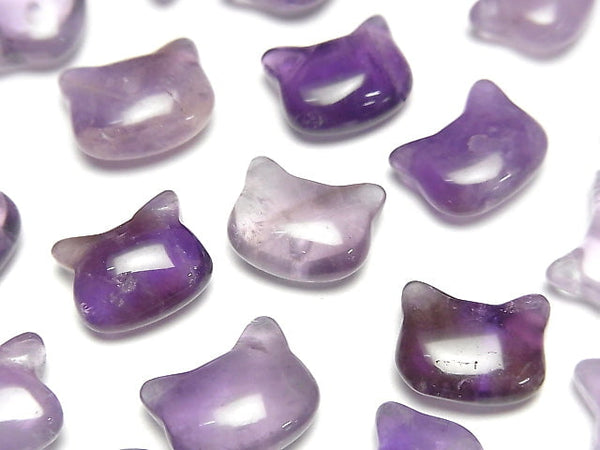 [Video]Amethyst Cat Motif 10x12mm [Half Drilled Hole (Back)] 2pcs