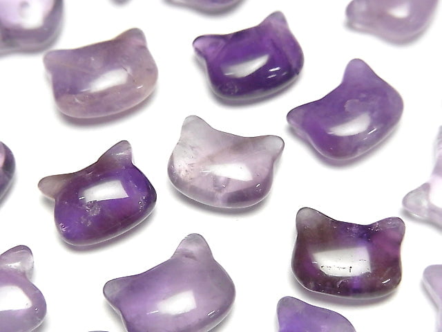 [Video]Amethyst Cat Motif 10x12mm [Half Drilled Hole (Back)] 2pcs