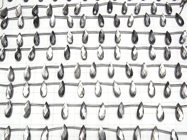 [Video]High Quality Black Shell (Black-lip Oyster )AAA Faceted Pear Shape 16x6x4mm 1/4 or 1strand beads (aprx.15inch/38cm)