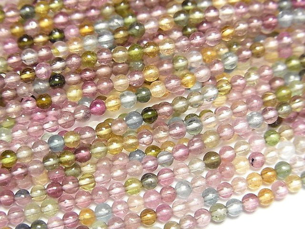 [Video]High Quality Multicolor Tourmaline AAA Small Size Round 2.5-3mm half or 1strand beads (aprx.14inch/35cm)