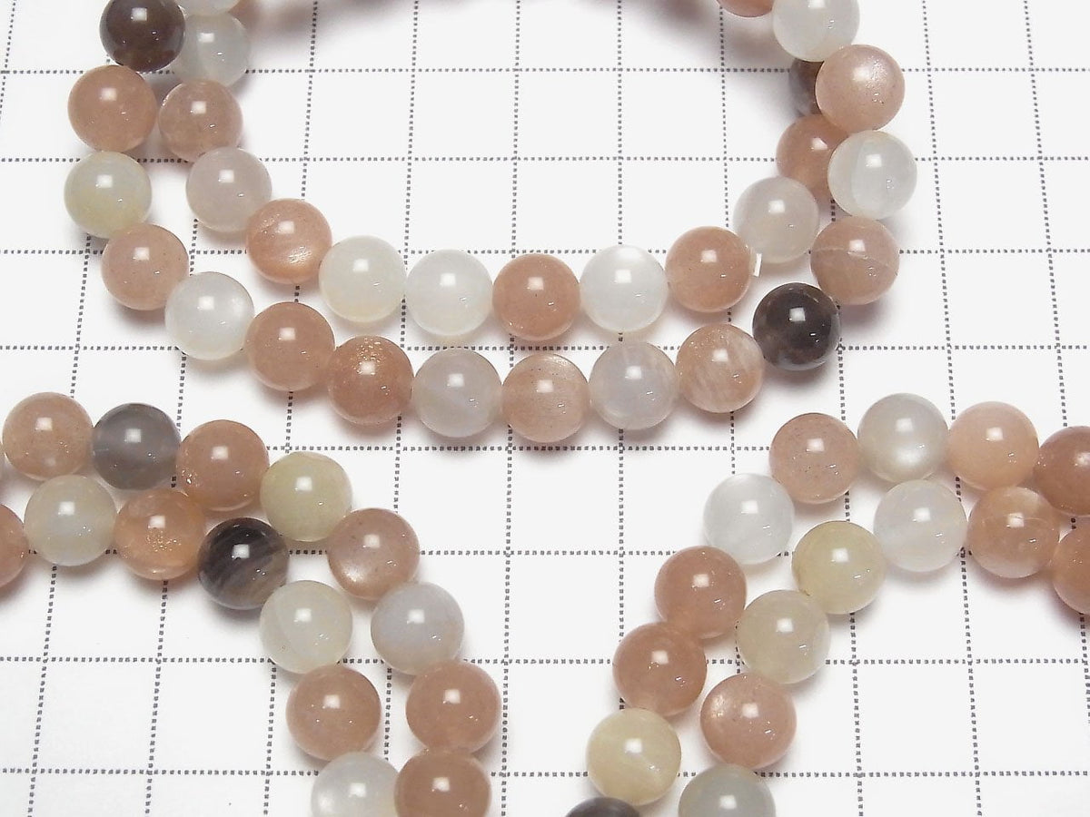 Bracelet multi-couleurs Pierre de Lune AA++ Ronde 8mm