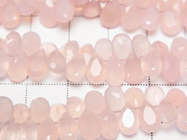 [Video] High Quality Pink Chalcedony AAA Pear shape Faceted 8 x 5 x 3 mm 1/4 or 1strand beads (aprx.7 inch / 17 cm)