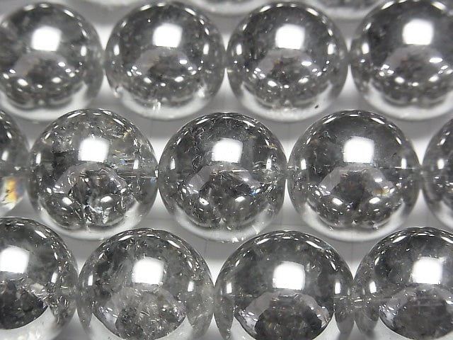 [Video]Cracked Silver Flash Crystal Round 18mm half or 1strand beads (aprx.15inch/36cm)