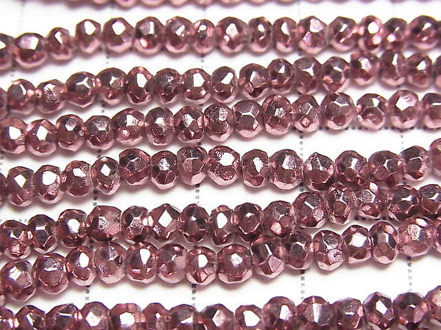 [Video] 1strand $12.99! Pyrite AAA Metallic Bordeaux Color Coating Faceted Button Rondelle 1strand beads (aprx.13inch / 32cm)