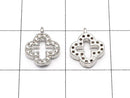 Metal Parts Charm 10x8mm Flower Silver Color (with CZ) 1pc $1.79