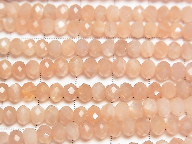 [Video] High Quality! Orange Moonstone AAA - Faceted Button Rondelle 5 x 5 x 3 mm half or 1 strand beads (aprx.15 inch / 38 cm)